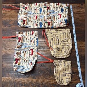 4 Tool Theme hand made cotton drawstring gift bags